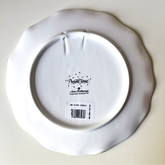 Holly Jolly Candle Plate Anne Hathaway Hand Painted Italy 2006-2021 Can Hang - Picture 3 of 9